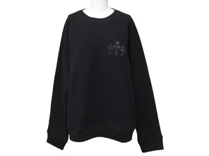 新品同様 CHROME HEARTS クロムハーツ セメタリークロスパッチ ラグラン スウェットシャツ サイズL ブラック シルバー925 中古 4b004083
