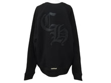 Load image into Gallery viewer, 新品同様 CHROME HEARTS クロムハーツ セメタリークロスパッチ ラグラン スウェットシャツ サイズL ブラック シルバー925 中古 4b004083