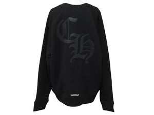 新品同様 CHROME HEARTS クロムハーツ セメタリークロスパッチ ラグラン スウェットシャツ サイズL ブラック シルバー925 中古 4b004083