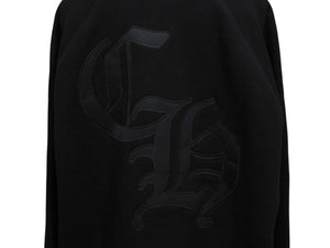 新品同様 CHROME HEARTS クロムハーツ セメタリークロスパッチ ラグラン スウェットシャツ サイズL ブラック シルバー925 中古 4b004083