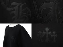 Load image into Gallery viewer, 新品同様 CHROME HEARTS クロムハーツ セメタリークロスパッチ ラグラン スウェットシャツ サイズL ブラック シルバー925 中古 4b004083