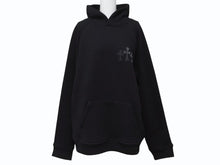 Load image into Gallery viewer, 新品同様 CHROME HEARTS クロムハーツ セメタリークロスパッチ ラグランフーディー パーカー サイズL ブラック シルバー925 中古 4b004084