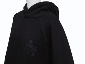 新品同様 CHROME HEARTS クロムハーツ セメタリークロスパッチ ラグランフーディー パーカー サイズL ブラック シルバー925 中古 4b004084