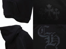Load image into Gallery viewer, 新品同様 CHROME HEARTS クロムハーツ セメタリークロスパッチ ラグランフーディー パーカー サイズL ブラック シルバー925 中古 4b004084
