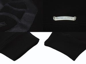 新品同様 CHROME HEARTS クロムハーツ セメタリークロスパッチ ラグランフーディー パーカー サイズL ブラック シルバー925 中古 4b004084