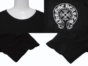 新品同様 CHROME HEARTS クロムハーツ ラスベガス限定 ホースシュー ロゴ ロンT 長袖Tシャツ ブラック ホワイト サイズXXL 中古 4b004085
