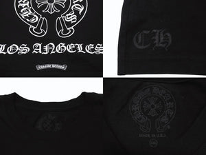 新品同様 CHROME HEARTS クロムハーツ ラスベガス限定 ホースシュー ロゴ ロンT 長袖Tシャツ ブラック ホワイト サイズXXL 中古 4b004085