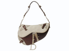 Load image into Gallery viewer, 極美品 CHRISTIAN DIOR クリスチャンディオール リミテッドエディション 花柄 サドルバッグ ショルダーバッグ ブラウン ゴールド 中古 4b004086