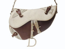 Load image into Gallery viewer, 極美品 CHRISTIAN DIOR クリスチャンディオール リミテッドエディション 花柄 サドルバッグ ショルダーバッグ ブラウン ゴールド 中古 4b004086