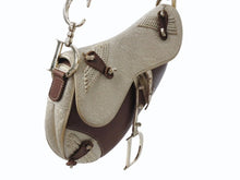 Load image into Gallery viewer, 極美品 CHRISTIAN DIOR クリスチャンディオール リミテッドエディション 花柄 サドルバッグ ショルダーバッグ ブラウン ゴールド 中古 4b004086