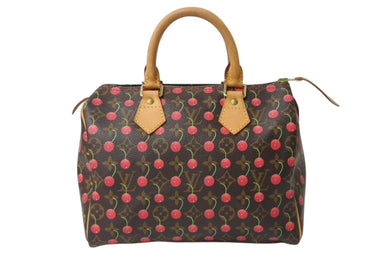 極美品 LOUIS VUITTON ルイヴィトン スピーディ25 ハンドバッグ M95009 モノグラム チェリー ブラウン 村上隆 中古 4b004087