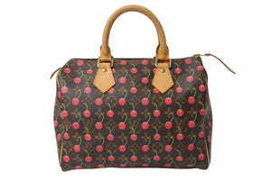 極美品 LOUIS VUITTON ルイヴィトン スピーディ25 ハンドバッグ M95009 モノグラム チェリー ブラウン 村上隆 中古 4b004087