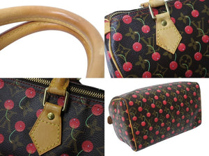 LOUIS VUITTON ルイヴィトン スピーディ25 ハンドバッグ M95009 モノグラム チェリー ブラウン 村上隆 美品 中古 4b004089