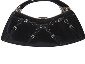 CHRISTIAN DIOR クリスチャンディオール ハンドバッグ ボンテージ ヴィンテージ 11-MA-0063 ブラック シルバー金具 美品 中古 4b004090