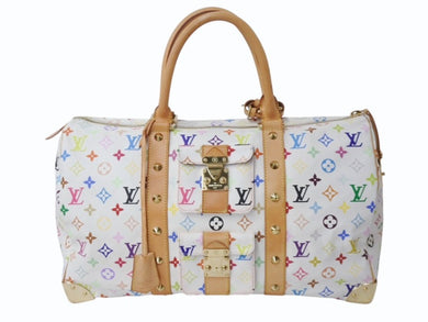 LOUIS VUITTON ルイヴィトン キーポル45 ボストンバッグ M92641 モノグラム マルチカラー ホワイト 村上隆 美品 中古 4b004093