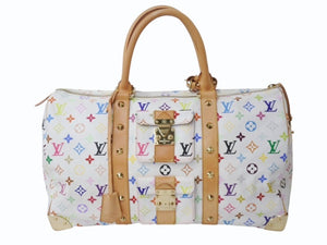 LOUIS VUITTON ルイヴィトン キーポル45 ボストンバッグ M92641 モノグラム マルチカラー ホワイト 村上隆 美品 中古 4b004093