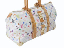 Load image into Gallery viewer, LOUIS VUITTON ルイヴィトン キーポル45 ボストンバッグ M92641 モノグラム マルチカラー ホワイト 村上隆 美品 中古 4b004093