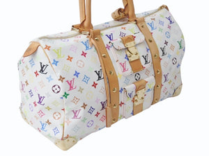 LOUIS VUITTON ルイヴィトン キーポル45 ボストンバッグ M92641 モノグラム マルチカラー ホワイト 村上隆 美品 中古 4b004093