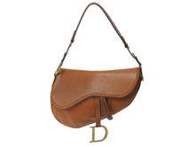 Load image into Gallery viewer, Christian Dior クリスチャンディオール サドルバッグ チャーム ショルダーバッグ ヴィンテージ レザー ブラウン 美品 中古 4b004094
