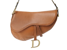 Load image into Gallery viewer, Christian Dior クリスチャンディオール サドルバッグ チャーム ショルダーバッグ ヴィンテージ レザー ブラウン 美品 中古 4b004094