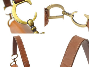 Christian Dior クリスチャンディオール サドルバッグ チャーム ショルダーバッグ ヴィンテージ レザー ブラウン 美品 中古 4b004094