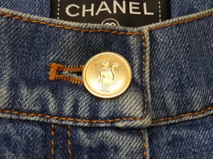 CHANEL シャネル デニムパンツ ジーンズ P61828V47197 サイズ36 パッチデザイン インディゴブルー ココマーク 美品 中古 4b004096