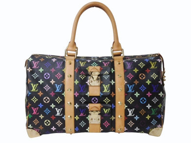 極美品 LOUIS VUITTON ルイヴィトン キーポル 45 ボストンバッグ M92640 モノグラム マルチカラー ブラック 村上隆 中古 4b004097
