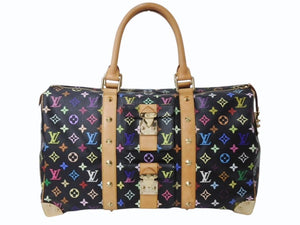 極美品 LOUIS VUITTON ルイヴィトン キーポル 45 ボストンバッグ M92640 モノグラム マルチカラー ブラック 村上隆 中古 4b004097