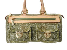 Load image into Gallery viewer, 極美品 LOUIS VUITTON ルイヴィトン ハンドバッグ デニム ネオスピーディ M95215 モノグラムデニム カーキ ゴールド金具 中古 4b004098