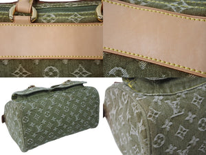 極美品 LOUIS VUITTON ルイヴィトン ハンドバッグ デニム ネオスピーディ M95215 モノグラムデニム カーキ ゴールド金具 中古 4b004098