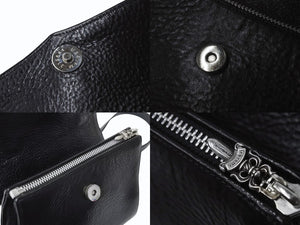 極美品 CHROME HEARTS クロムハーツ ドッグアダムス BSフレア 2WAYバッグ ダガージップ レザー シルバ−925 ブラック 中古 4b004099