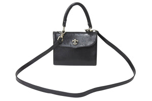 極美品 CHROME HEARTS クロムハーツ ドッグアダムス BSフレア 2WAYバッグ ダガージップ レザー シルバ−925 ブラック 中古 4b004099