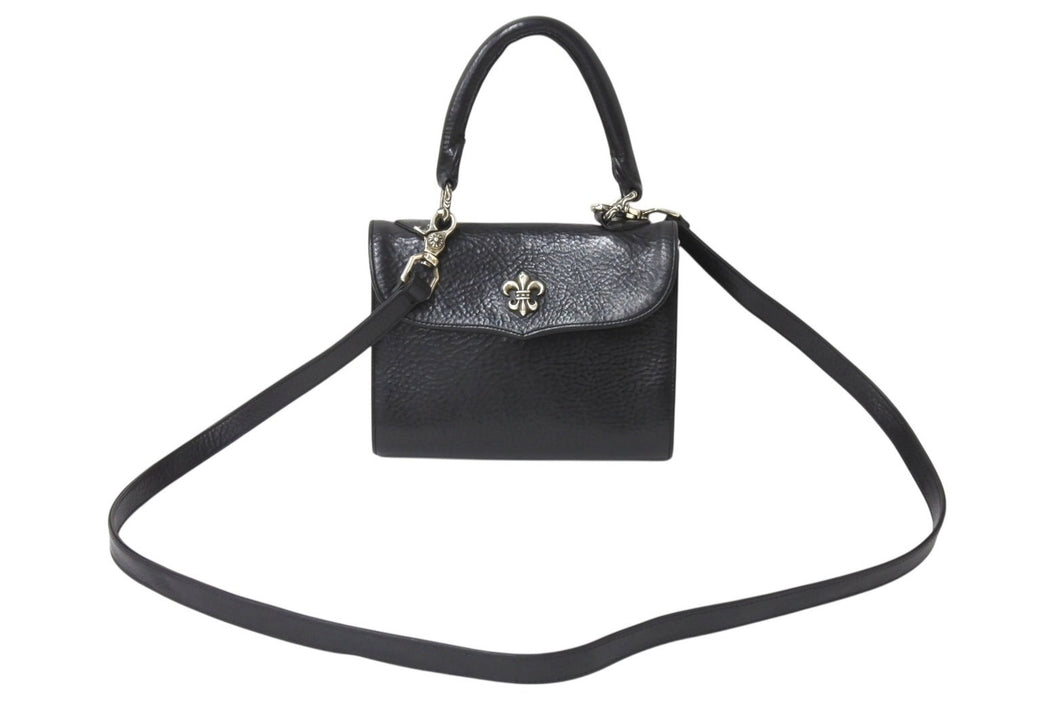 極美品 CHROME HEARTS クロムハーツ ドッグアダムス BSフレア 2WAYバッグ ダガージップ レザー シルバ−925 ブラック 中古 4b004099