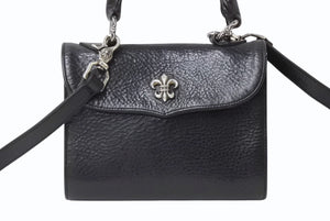 極美品 CHROME HEARTS クロムハーツ ドッグアダムス BSフレア 2WAYバッグ ダガージップ レザー シルバ−925 ブラック 中古 4b004099