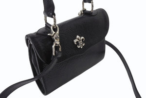 極美品 CHROME HEARTS クロムハーツ ドッグアダムス BSフレア 2WAYバッグ ダガージップ レザー シルバ−925 ブラック 中古 4b004099
