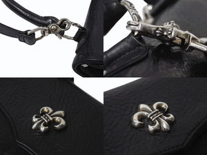 極美品 CHROME HEARTS クロムハーツ ドッグアダムス BSフレア 2WAYバッグ ダガージップ レザー シルバ−925 ブラック 中古 4b004099