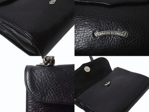 極美品 CHROME HEARTS クロムハーツ ドッグアダムス BSフレア 2WAYバッグ ダガージップ レザー シルバ−925 ブラック 中古 4b004099