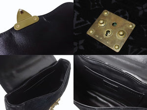 LOUIS VUITTON ルイヴィトン ブルール アーヴァイン ハンドバッグ M92733 ベルベット エキゾチックレザー ブラック ゴールド金具 美品 中古 4b004100