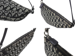 ChristianDior クリスチャンディオール トロッター サドルポーチ ロゴ ハンドバッグ 総柄 ブラック シルバー金具 MC1002 美品 中古 4b004102