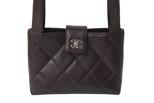 CHANEL シャネル ハンドバッグ 6番台 ラムスキン ココマーク キルティング ブラウン ヴィンテージ シルバー金具 美品 中古 4b004103