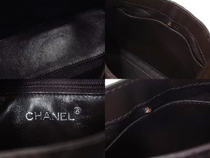 CHANEL シャネル ハンドバッグ 6番台 ラムスキン ココマーク キルティング ブラウン ヴィンテージ シルバー金具 美品 中古 4b004103