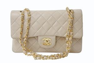 CHANEL シャネル マトラッセ23 Wフラップ Wチェーンショルダーバッグ 2番台 ラムスキン ココマーク ベージュ ゴールド金具 美品 中古 4b004104
