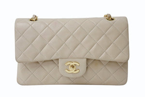 CHANEL シャネル マトラッセ23 Wフラップ Wチェーンショルダーバッグ 2番台 ラムスキン ココマーク ベージュ ゴールド金具 美品 中古 4b004104