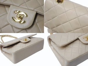 CHANEL シャネル マトラッセ23 Wフラップ Wチェーンショルダーバッグ 2番台 ラムスキン ココマーク ベージュ ゴールド金具 美品 中古 4b004104