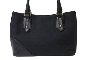 GUCCI グッチ トートバッグ ホースビット 137475 GGキャンバス レザー イタリア製 ブラック ゴールド 美品 中古 4b004105 