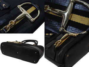 GUCCI グッチ トートバッグ ホースビット 137475 GGキャンバス レザー イタリア製 ブラック ゴールド 美品 中古 4b004105 