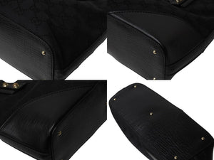 GUCCI グッチ トートバッグ ホースビット 137475 GGキャンバス レザー イタリア製 ブラック ゴールド 美品 中古 4b004105 