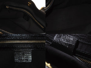 GUCCI グッチ トートバッグ ホースビット 137475 GGキャンバス レザー イタリア製 ブラック ゴールド 美品 中古 4b004105 