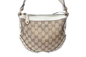 GUCCI グッチ シェリーライン ワンショルダーバッグ 144157 213317 GGキャンバス レザー ブラウン ベージュ 美品 中古 4b004106