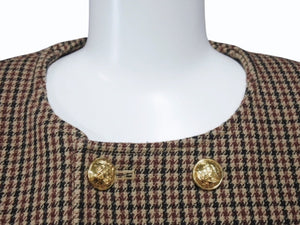 極美品 CELINE セリーヌ チェルシージャケット 2V77R064V.28BZ コットン ナイロン ウール ブラウン ブラック ボルドー 中古 4b004110
